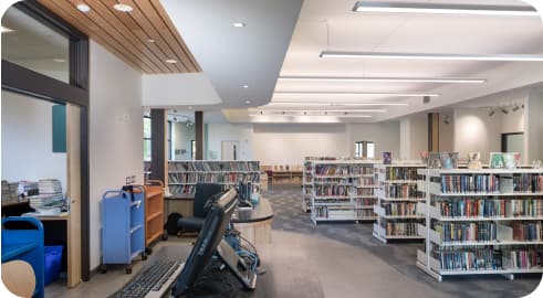 Fire protection installation in a library